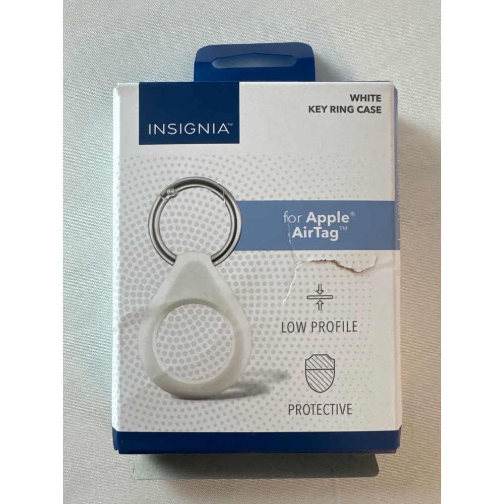 Insignia Key Ring Case for Apple AirTag White Silicone Holder NS-ATC1WH New